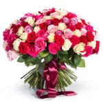 Композиция из 101 розы светлый микс (60 см)